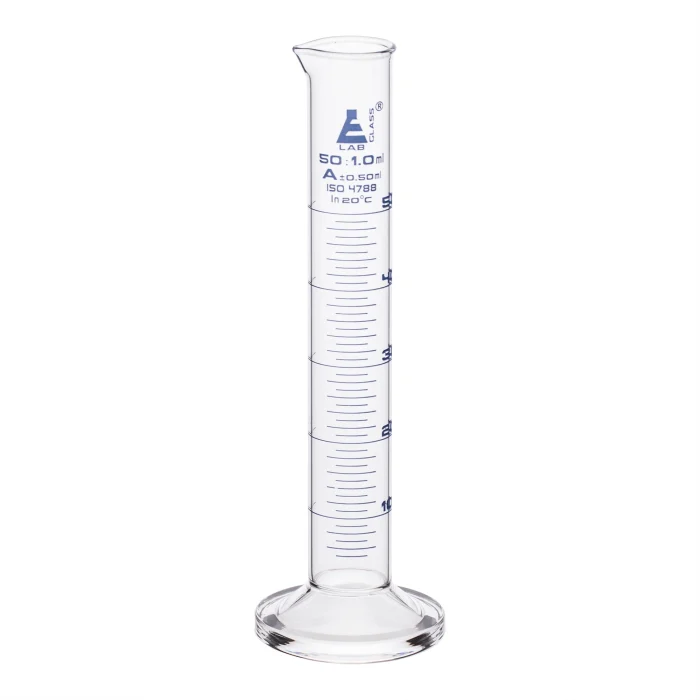 h2xsnv006dlpi4hozldq_4c0e5174-54b6-4483-805e-6df88b9dc339.webp Eprouvette graduée, 50 ml - Classe A - Base ronde - EISCO – Image 1