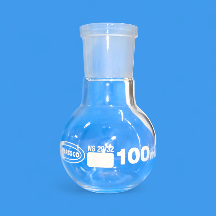Photoroom-20250421_114746360-9.png Ballon fond plat 100 ml Col rodé 29/32 GLASSCO – Image 1