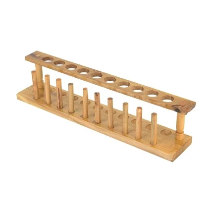 Support 10 tubes a essai en bois avec egouttoir