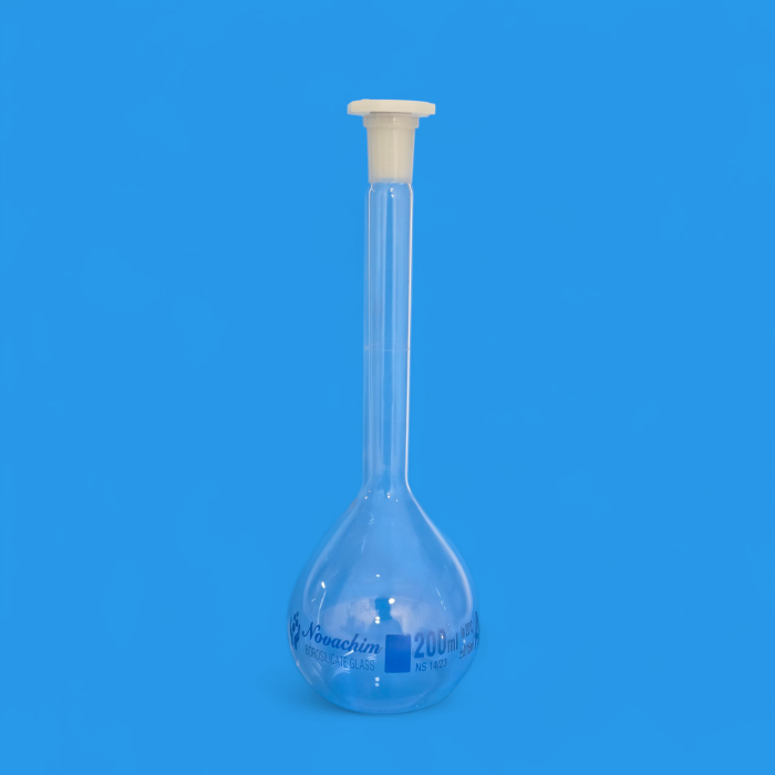 Fiole jaugée 200ml classe A avec bouchon Novachim – Image 2