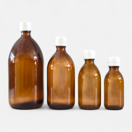 Bouteille 1000 ml en verre brun avec bouchon (sécurisé) – Image 2