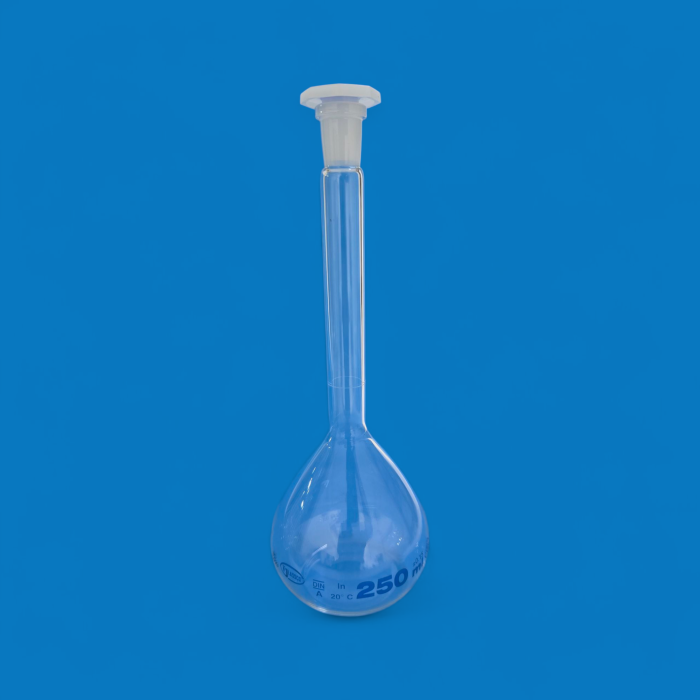 20250514_135409-5.png Fiole jaugée 250ml classe A avec bouchon Glassco – Image 1