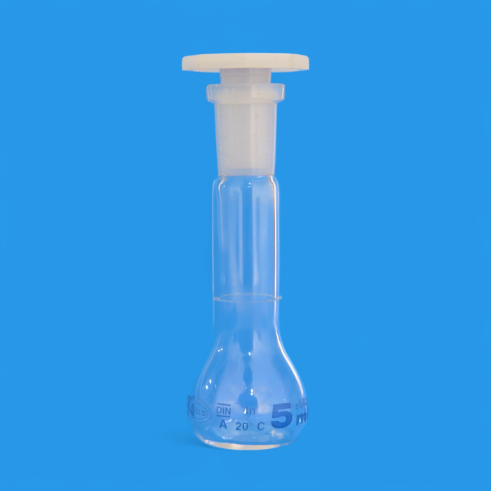 Fiole jaugée 5ml classe A avec bouchon GLASSCO – Image 1