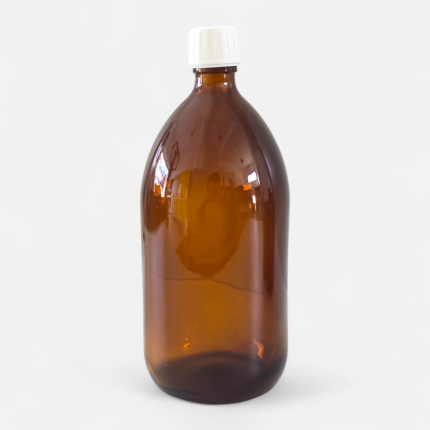 Bouteille 1000 ml en verre brun avec bouchon (sécurisé)