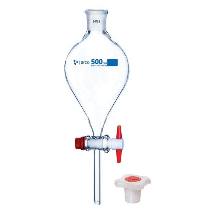 Ampoule à décanter clé en PTFE BORO 500ml – Image 1
