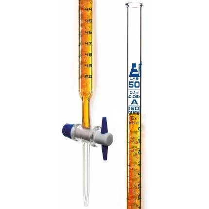 Burette 50 ml classe A Clé droit en teflon EISCO